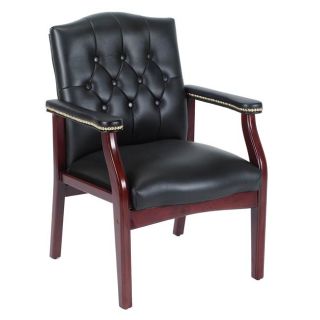 Traditional Tufted Style Italian Bonded Leather Guest Chair Today $