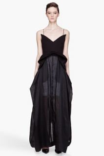 Denis Gagnon Black Structured Layered Jersey And Linen Dress for women
