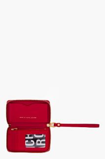 Marc By Marc Jacobs Small Red Leather Wingman Zip Wristlet for women
