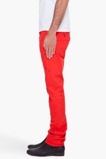 McQ Alexander McQueen Paint Blotched Red Jeans for men
