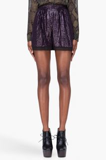 Diane Von Furstenberg Dark Purple Sandra Cuvet Sequin Shorts for women