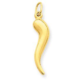 New 14K Y Gold Large 3 D Italian Horn Charm: Jewelry