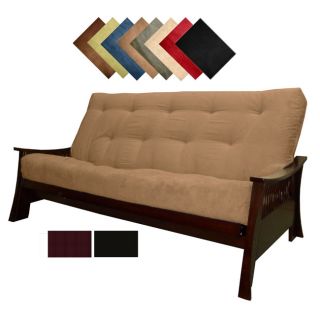 Solid All Wood Bellevue Microfiber Suede Inner Spring Full size Futon