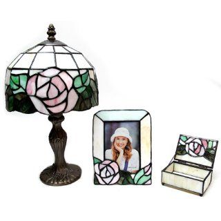 Tiffany Lamp with Matching Trinket Box and Picture Frame