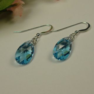 Jewelry by Dawn Sterling Silver Aquamarine Crystal Pear Earrings Today