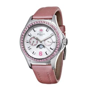 Zodiac Womens Air Dragon Stainless Steel and Leather Quartz Watch