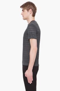 Yigal Azrouel Washed Black Striped Knit T shirt for men