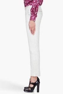 Marc Jacobs Ivory Lamé Cropped Antonia Trousers for women