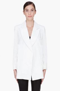 Co White Velvet Silk Blazer for women