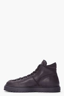 KRISVANASSCHE Black Leather Trekking Sneakers for men
