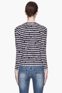 Comme Des Garçons Play  Navy Striped Matt Groening Collaboration Logo Crewneck Shirt for women