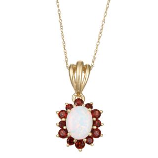 10k Yellow Gold Opal and Garnet Necklace