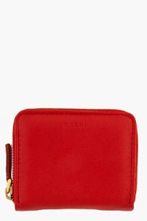 Marni Small Red Leather Zip Wallet  for women