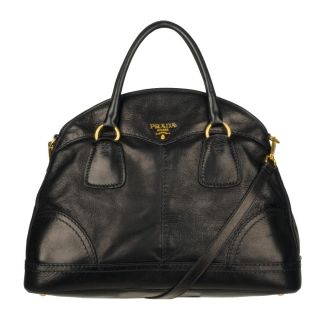 Prada Cervo Shine Leather Bowler Bag