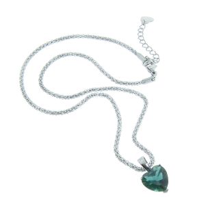 Eternally Haute Stainless Steel Created Emerald Heart Necklace Today