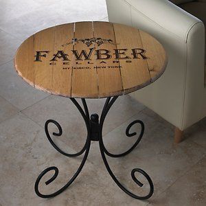Authentic Barrel Head End Table With Personalized Wine