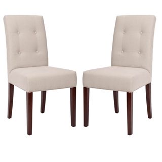 Metro Tufted Beige Linen Side Chairs (Set of 2)