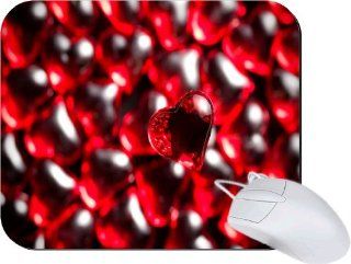 Rikki Knight Red Glass Hearts Background Mouse Pad