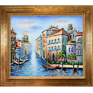 Famous Cities Waterway of Venice w/ Vienna Gold Leaf Finish Wood Frame
