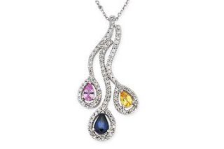 14k 1/2ct TDW Diamond and Sapphire Necklace