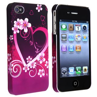 Dark Purple Heart with Flower Case for Apple iPhone 4/ 4S