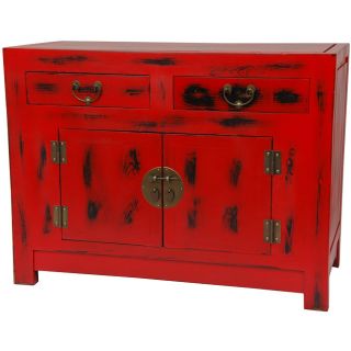 Traditional Antique Red Chinese Cabinet (China)