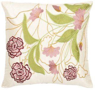 Safavieh Pillow Collection Spring Roses 18 Inch Cream and