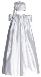 Short Sleeve Silk Dupioni Christening Gown #C34 Clothing