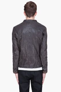 Diesel Charcoal Lohami Leather Jacket for men