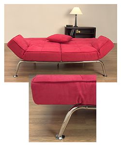 New Yorker Red Microsuede Sofa Bed