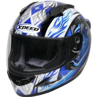 Xpeed Eclipse XF708 Street Racing Motorcycle Helmet   Blue / Medium