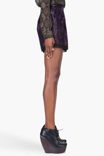 Diane Von Furstenberg Dark Purple Sandra Cuvet Sequin Shorts for women