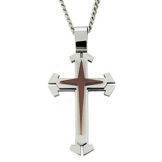 Two tone Stainless Steel Multi layered Cross Necklace
