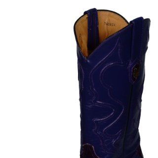 Real EEL DEER Leather Mens Cowboy Boots Western Fashion Purple
