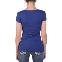 Journee Collection Juniors Stretchy Cap Sleeve V neck Tee