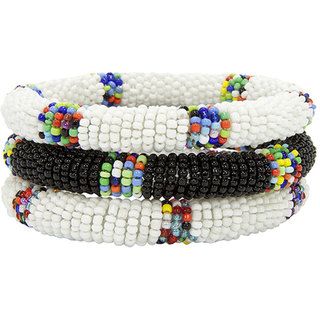 Trio of Black and White Bracelets (Kenya)