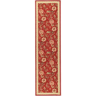 Printed Ottohome Floral Burgundy Runner Rug (18 x 411)