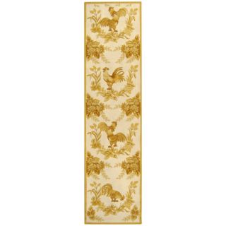 Hand hooked Hens Ivory/ Gold Wool Rug (26 x 8) Today $89.99 Sale $