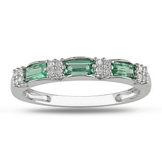 10k Gold Emerald and 1/10ct TDW Diamond Ring