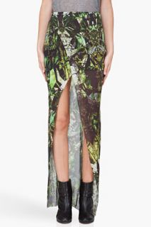 Helmut Lang Green Cicada Print Skirt for women
