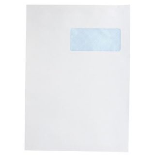 Enveloppe A4 blanche C4 229x324 90G fenêtre 50 bande siliconnée