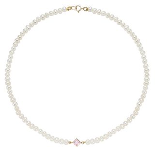 Pearlyta 14k Yellow Gold overlay Pearl and Pink CZ Kids Necklace Today