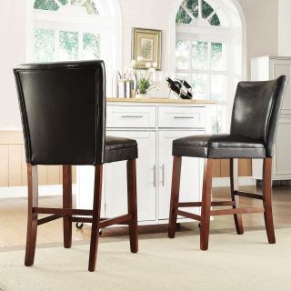 Quincy Dark Brown Faux Leather Upholstered Counter Stool (Set of 2)