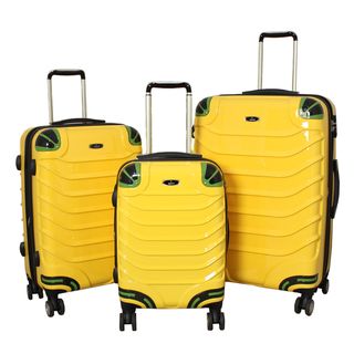 Innovator 3 piece Lightweight Hardside Yellow Spinner Luggage Set with