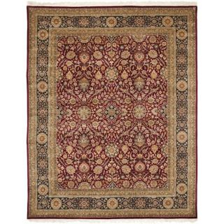 Asian Hand knotted Royal Kerman Red and Blue Wool Rug (5 x 7