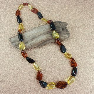 Multicolor Faceted Amber Hand tied Necklace (Lithuania)
