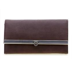 Dasein Faux Leather Trifold Checkbook Wallet with Flip Clasp