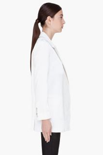 Co White Velvet Silk Blazer for women