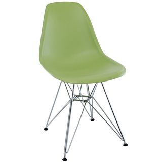 Green Plastic Side Chair with Wire Base