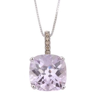 14k Gold Pink Amethyst and 1/10ct TDW Brown Diamond Necklace